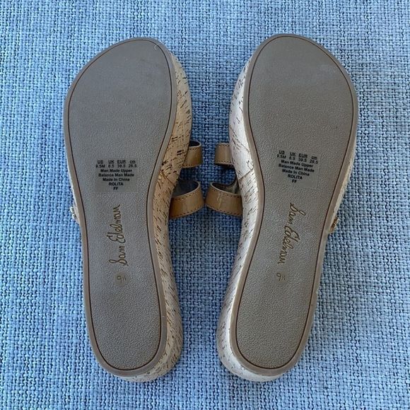 Sam Edelman Rolita Wedge Sandal Size 9.5 Nude and Cork NWOT - Picture 6 of 7